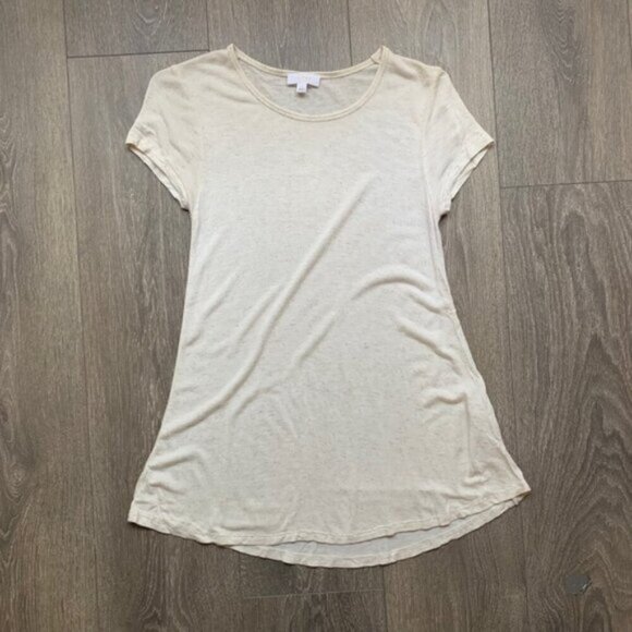 Aritzia Wilfred T-shirt Heathered Short Sleeve Linen blend Crew neck Cream XXS - Picture 3 of 12